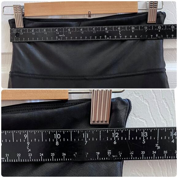 Spanx Black Faux Leather Seamless Leggings Style 2437 Size Medium - Picture 7 of 12